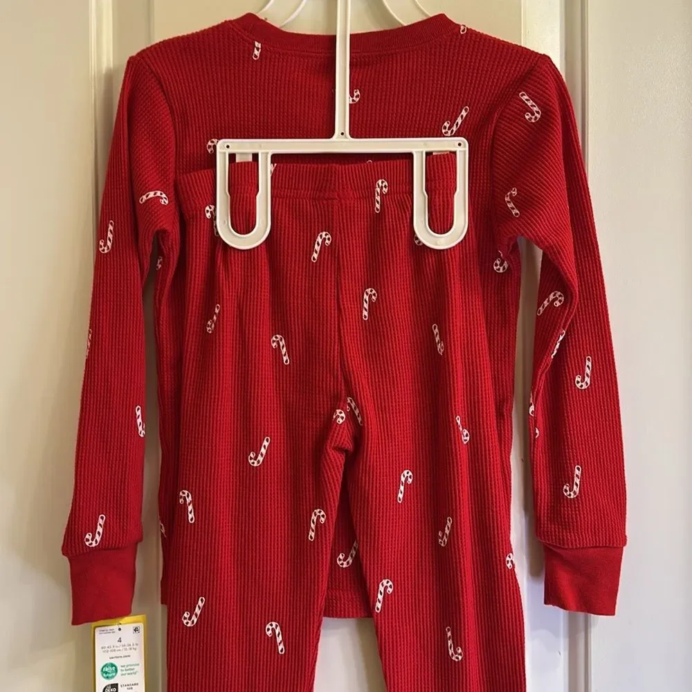 Carter’s Red Candy Cane Thermal PJ Pajama Set NEW Size 4
